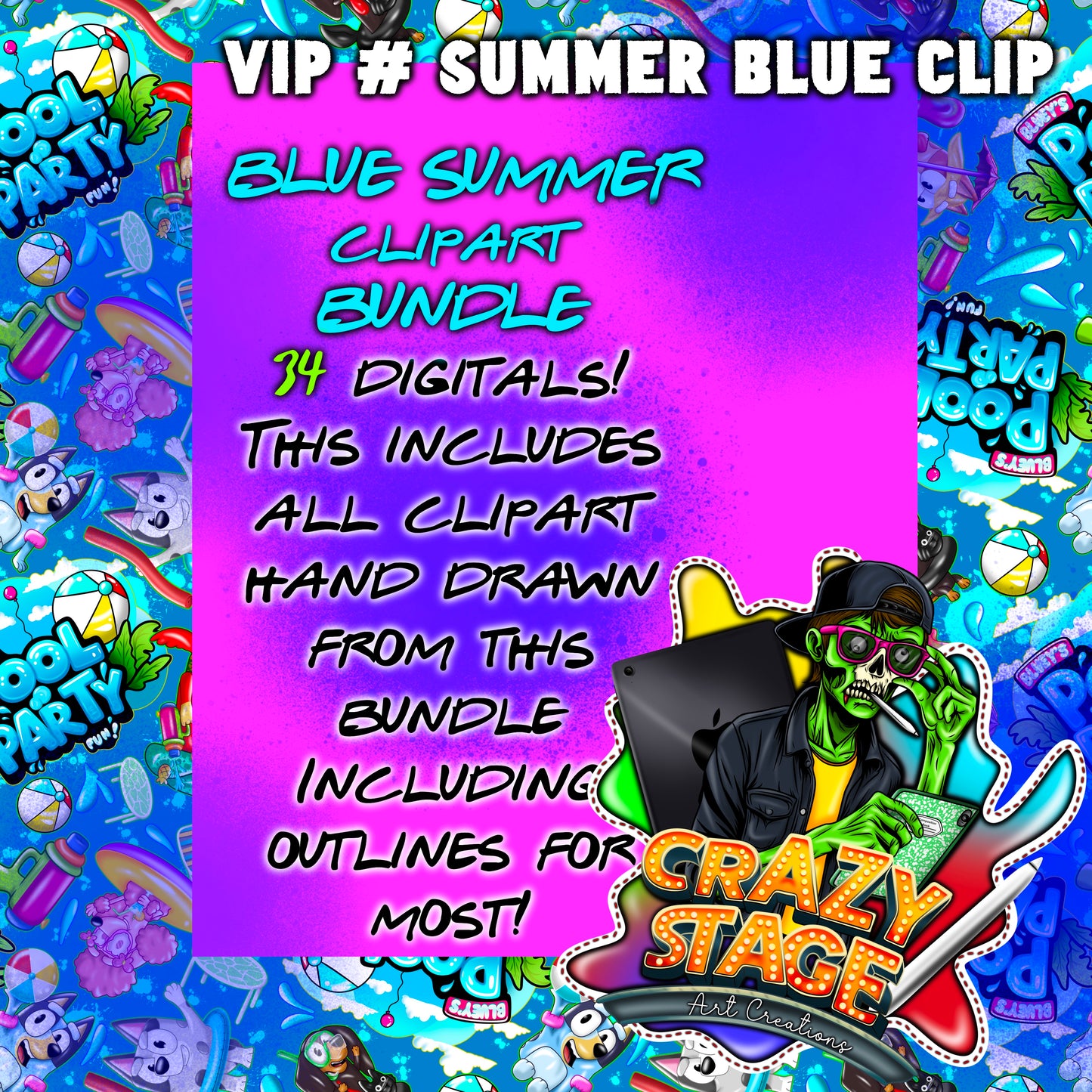 VIP # SUMMER BLUE CLIP